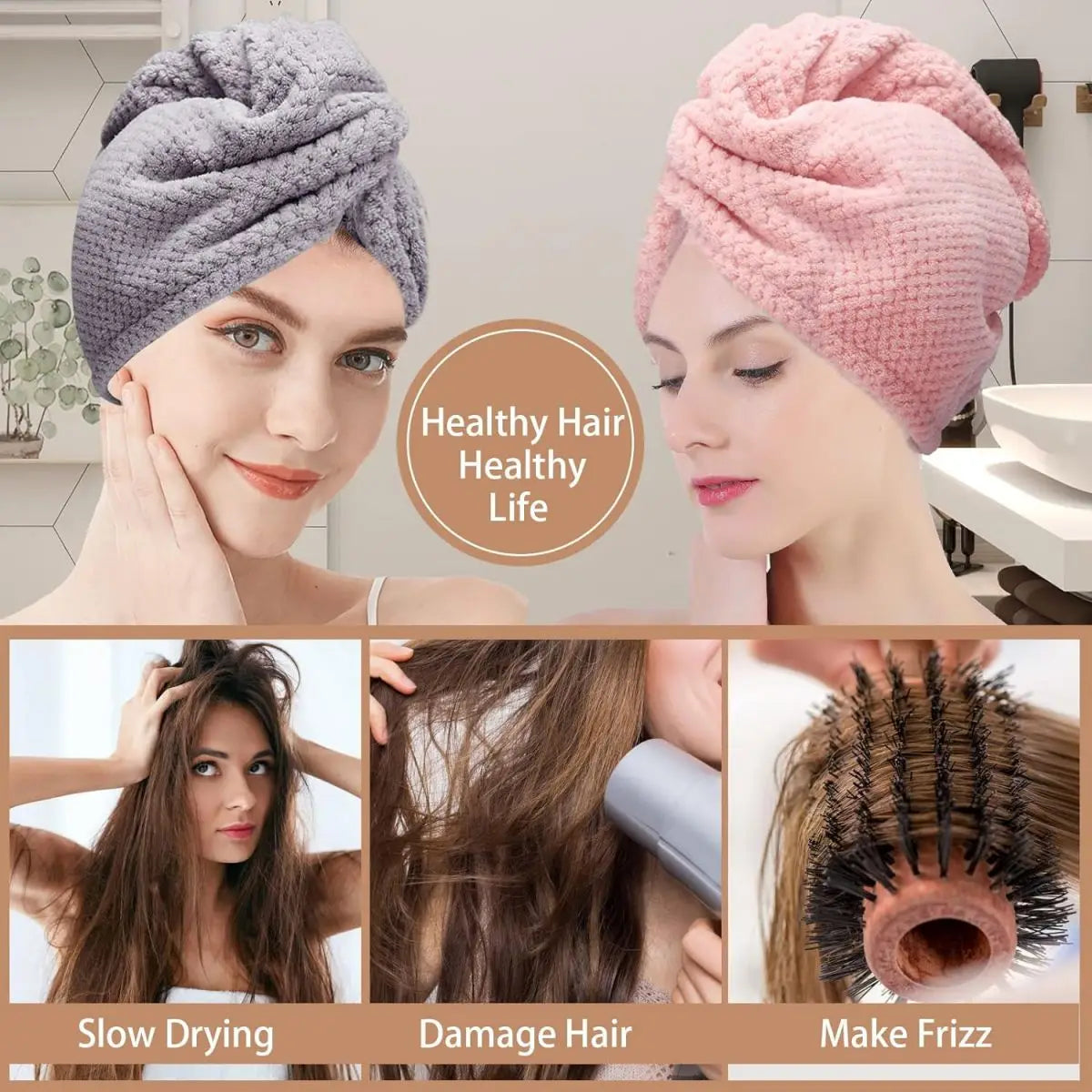 Solid color Absorbent Hair Towel Wrap