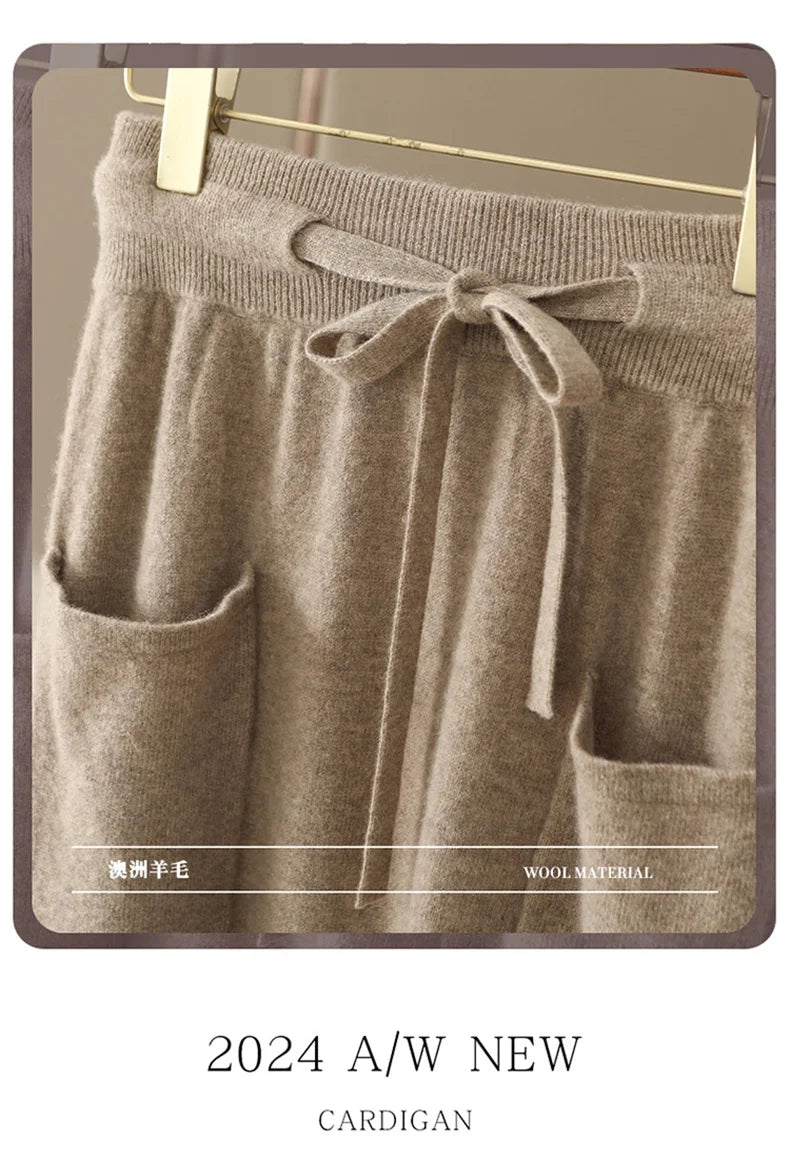 100% Pure Cashmere Wool Women's A-Line Skirt w/Pocket
