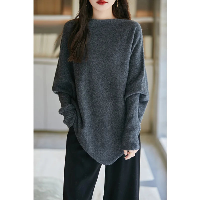 100% Merino Wool Triangle, Boat Neck Pullover Sweater