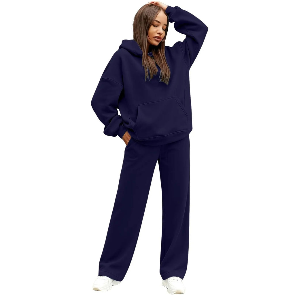 2 PiecePullover Tops And Wide Leg Pants Sweatsuit