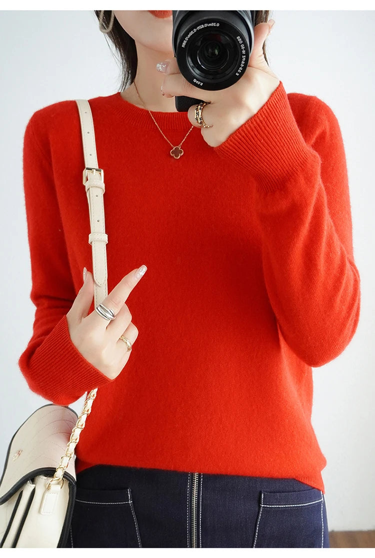 Cashmere Crew Neck Pullover Knit Sweater