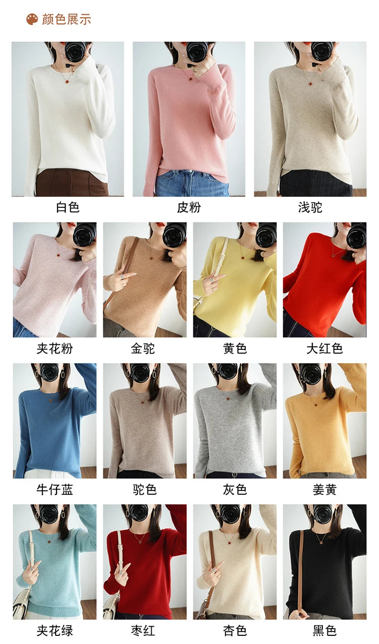 Cashmere Crew Neck Pullover Knit Sweater