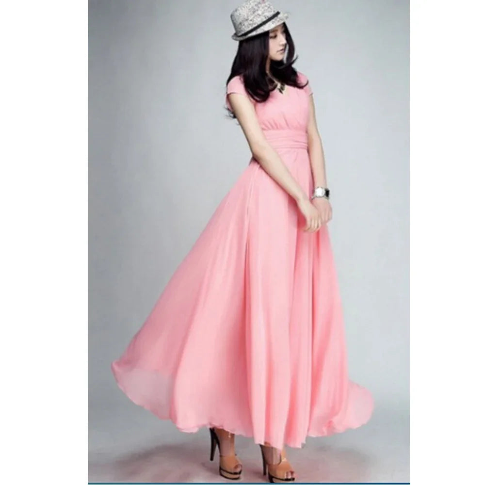 Women's Short Sleeve Chiffon Dress