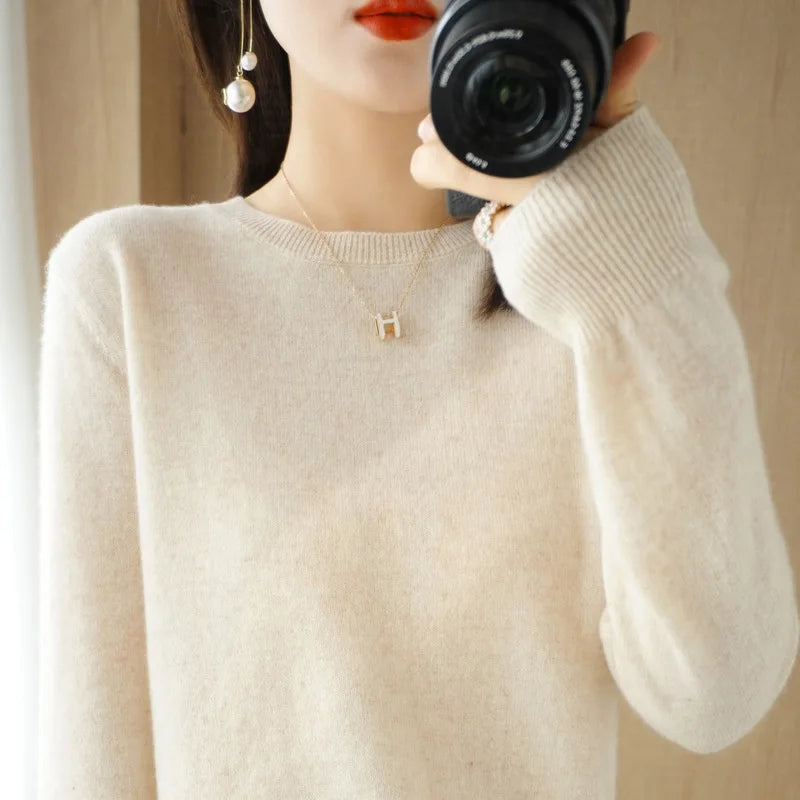 Cashmere Crew Neck Pullover Knit Sweater