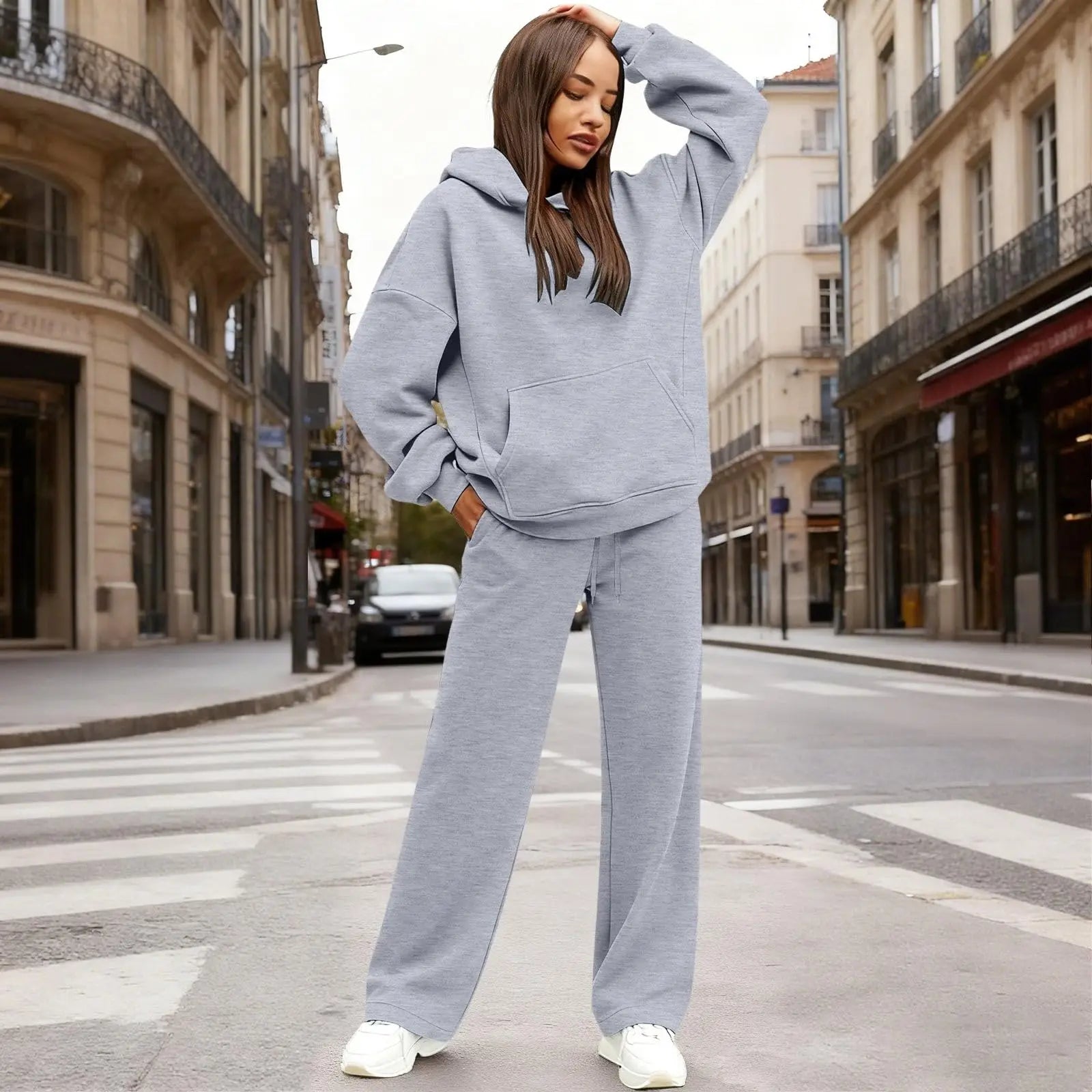 2 PiecePullover Tops And Wide Leg Pants Sweatsuit