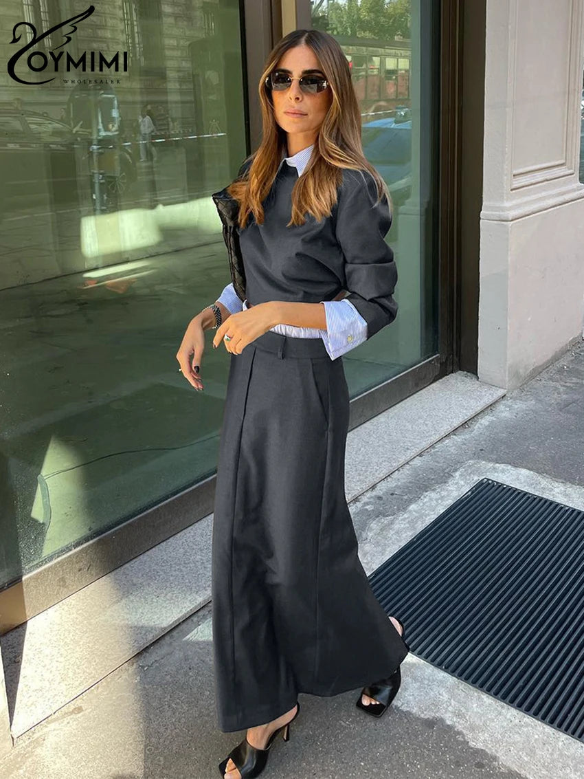 Gray Office 2 Piece Skirt Set