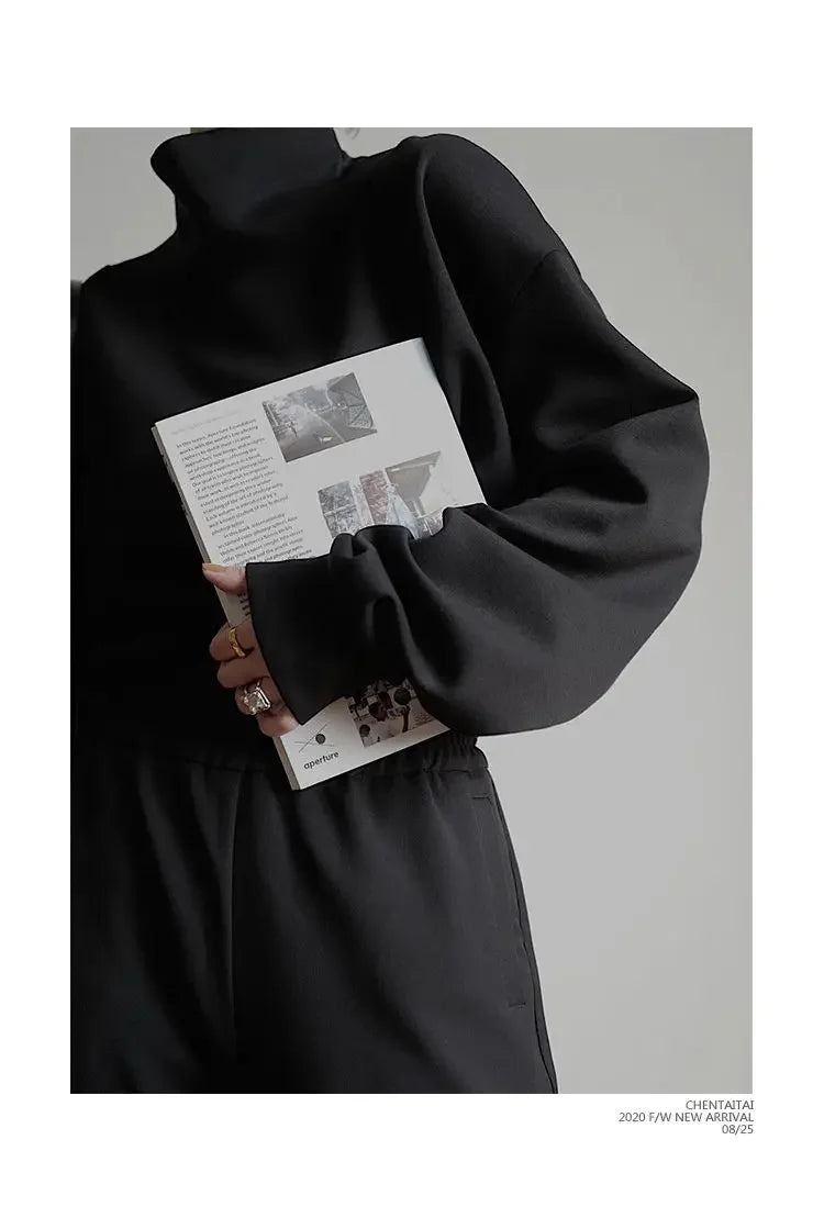 High Collar Long Loose Sleeve Top