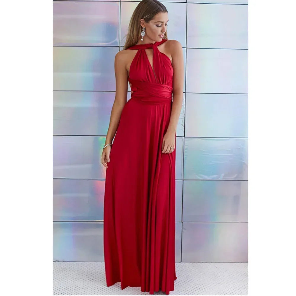 Women's V-neck Strappled Long Dress