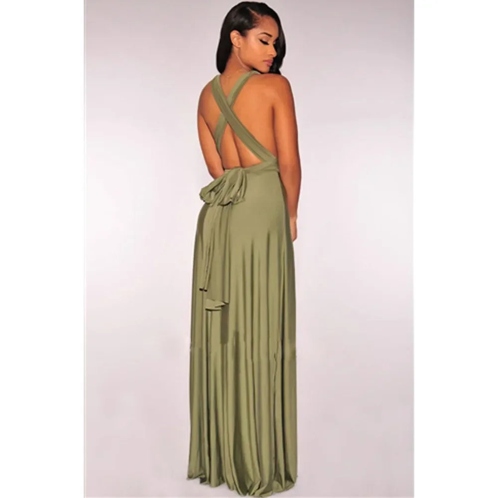 Women's V-neck Strappled Long Dress