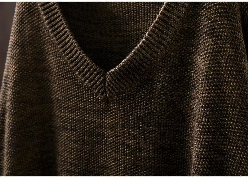 V-Neck Knitted Pullover Sweater