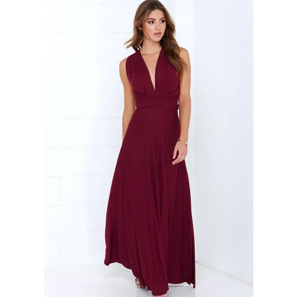 Women's V-neck Strappled Long Dress