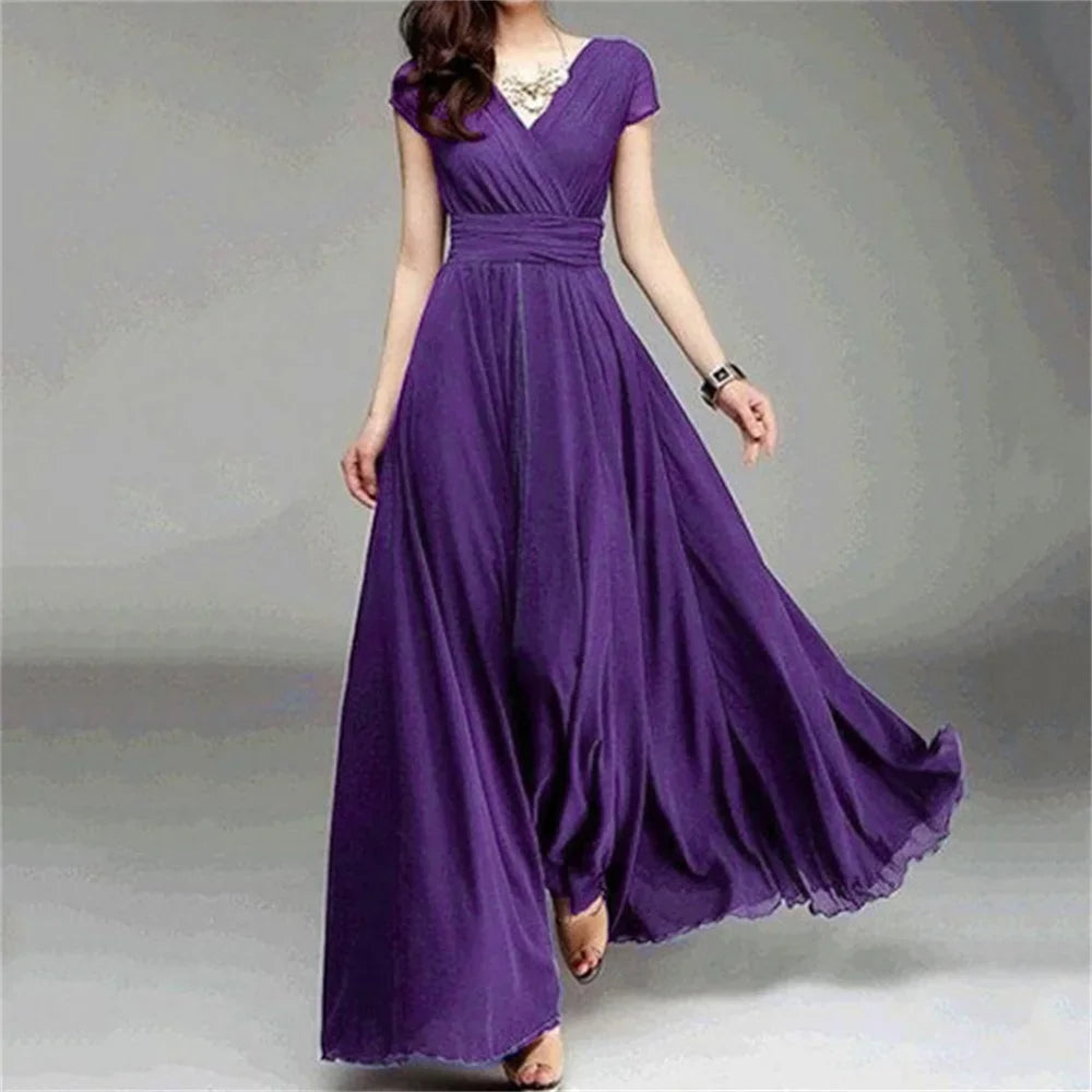 Women's Short Sleeve Chiffon Dress