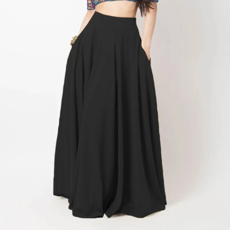 Breathable Half Body Pleated Skirt Micro Elastic Polyester Long Dresses