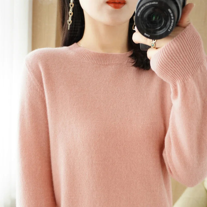 Cashmere Crew Neck Pullover Knit Sweater