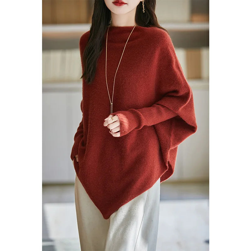 100% Merino Wool Triangle, Boat Neck Pullover Sweater