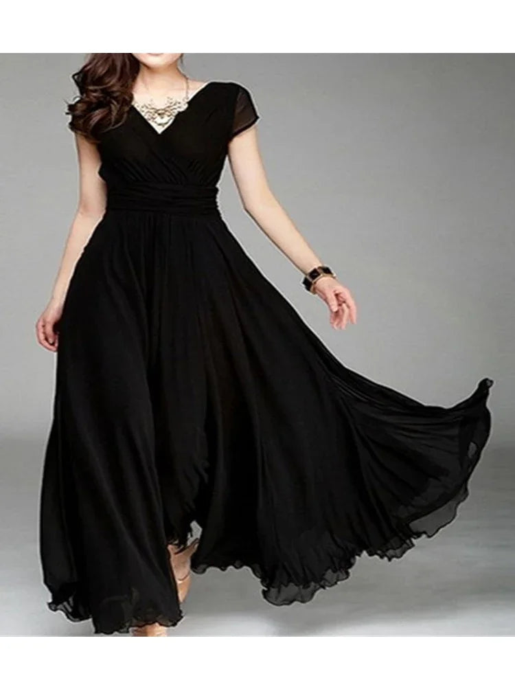 Women's Short Sleeve Chiffon Dress