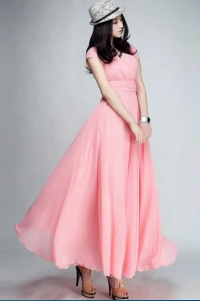 Women's Short Sleeve Chiffon Dress
