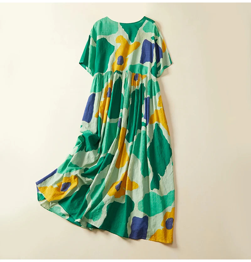 Plus Size Women's Boho Beach Floral Summer Dress