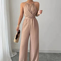Women's Casual Pleated Halterneck Jumpsuit