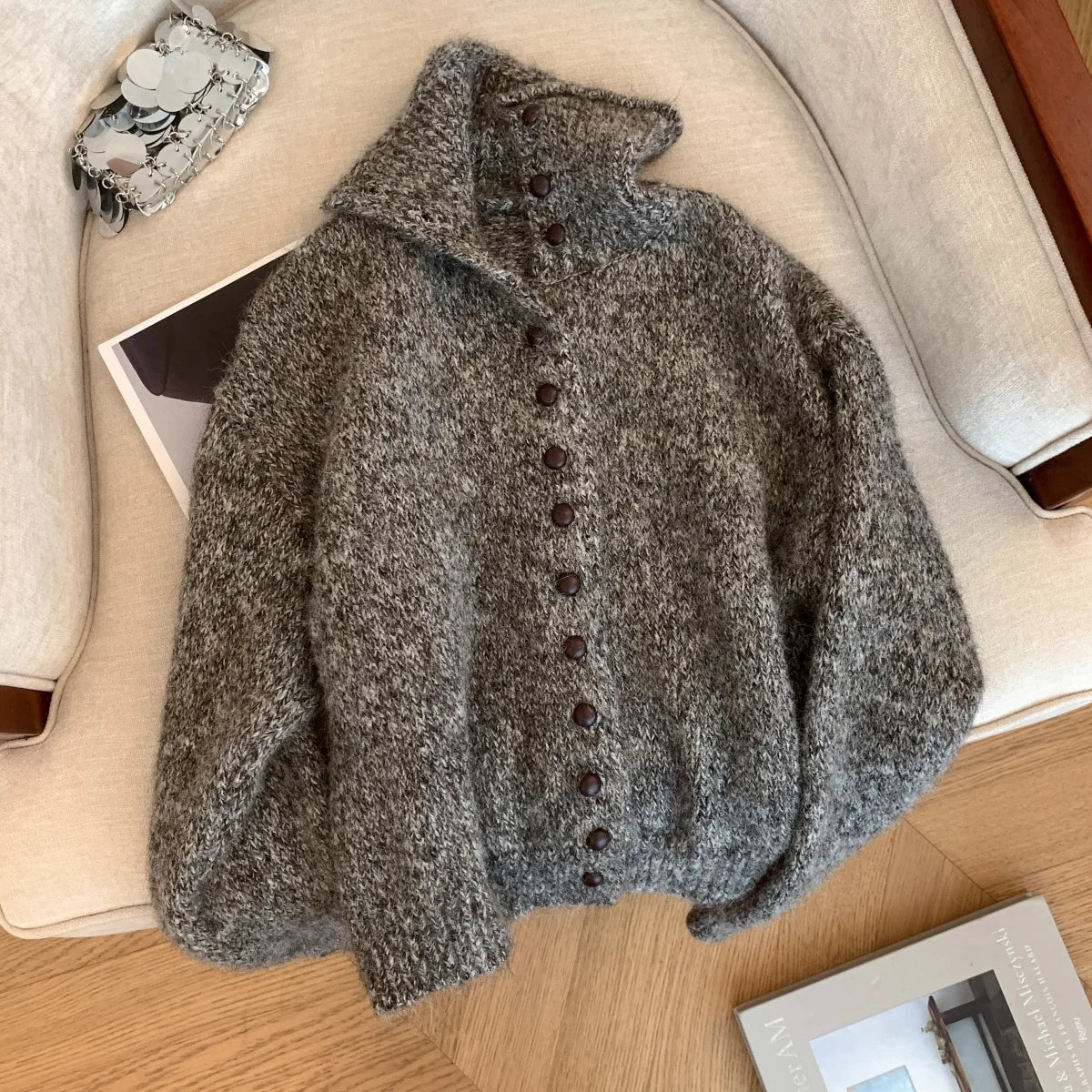 Turtleneck Cardigan Sweater