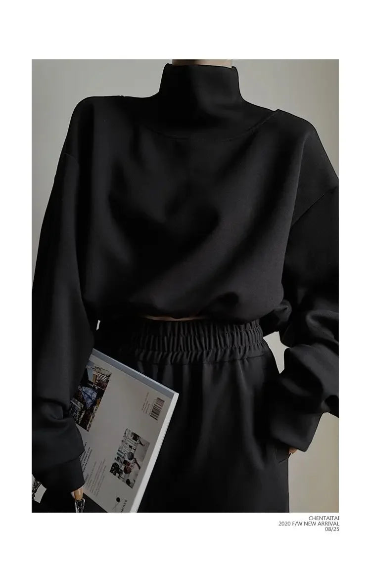 High Collar Long Loose Sleeve Top