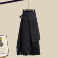 Spring Two Piece Knit Sweater+Strap A-line Skirt Suit Set