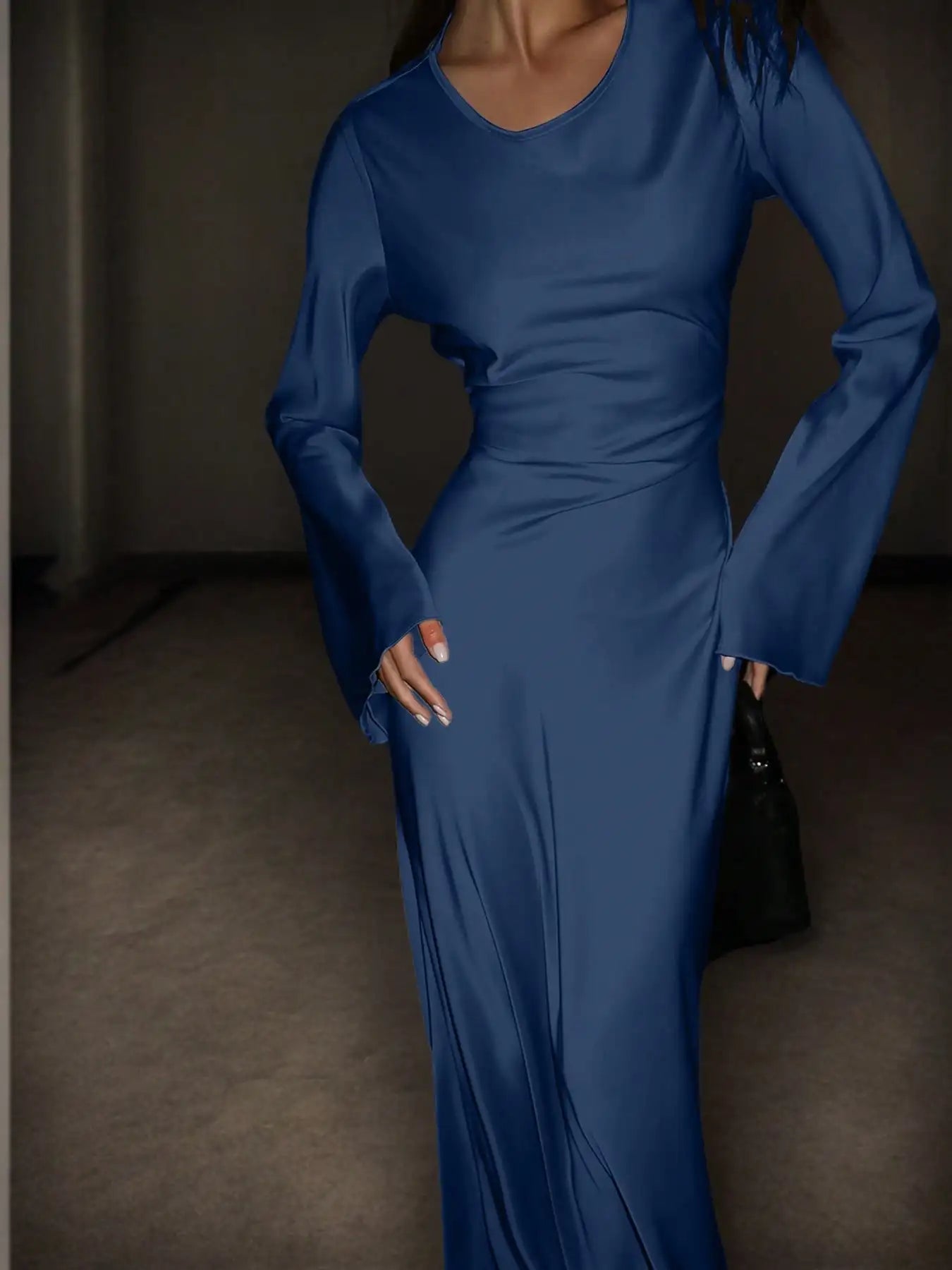 Satin Long Sleeve Maxi Dress