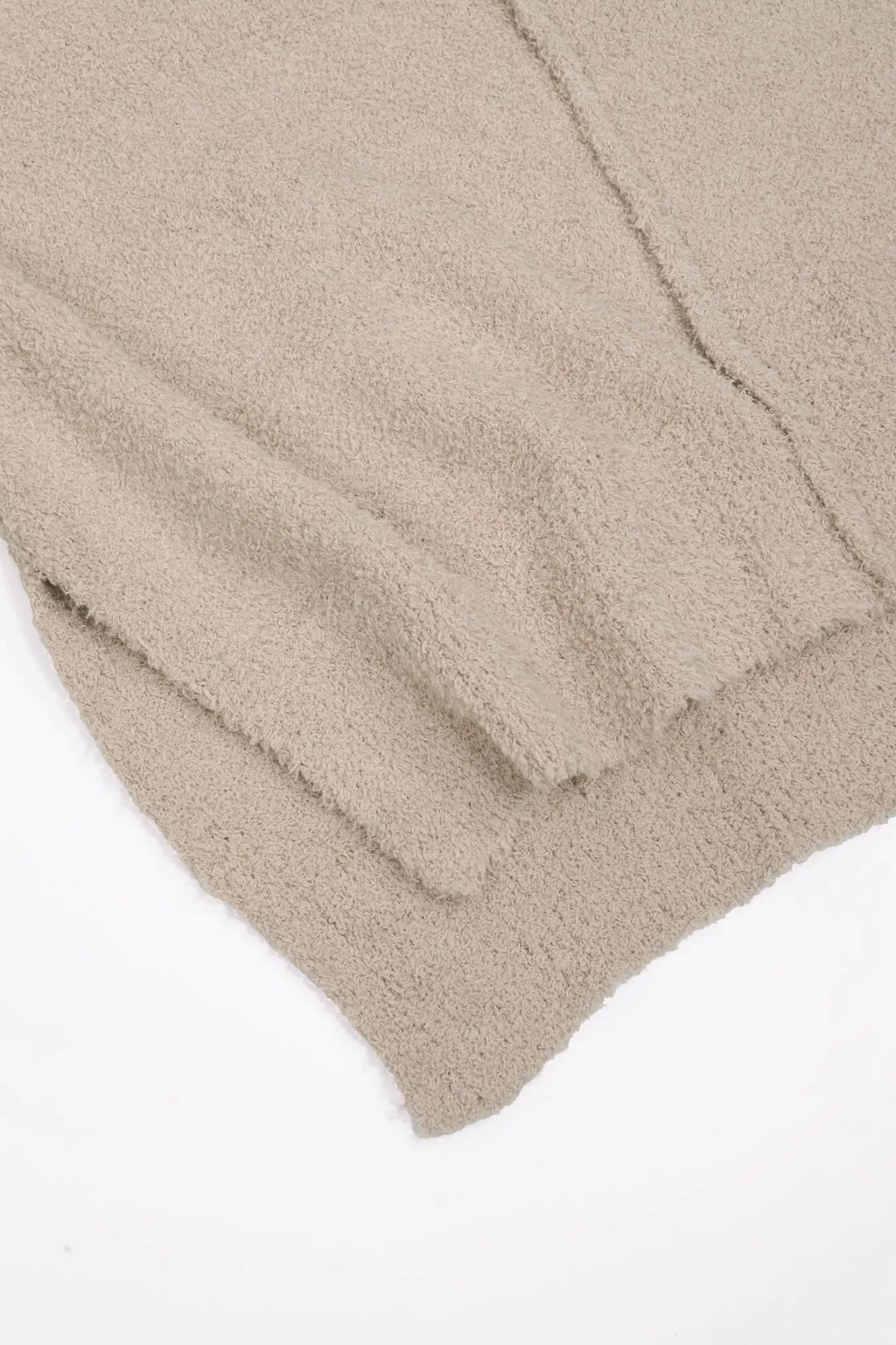 Beige Casual Oversized Knit Two-Piece Set with Half-Zip Sweater And Wide-Leg