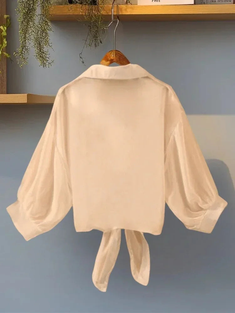 Women's Plus Size Front-Tie Loose Shirts