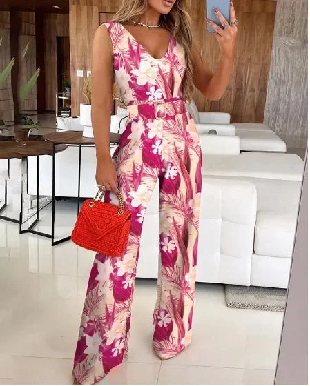 V-neck Jumpsuit - Belt not Included