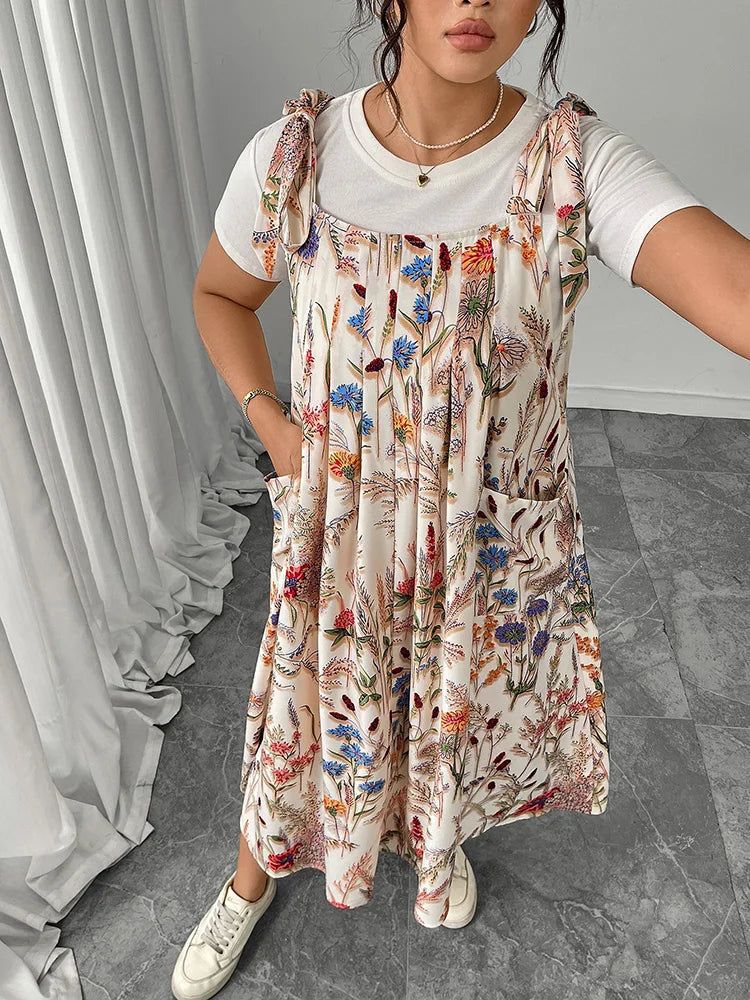 Plus Size Solid Overalls Maxi Dress For Women