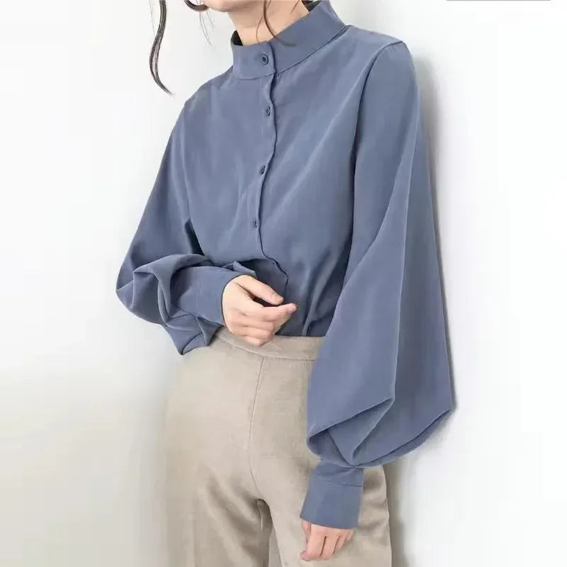 Long Sleeve Loose Lantern Sleeve Blouse