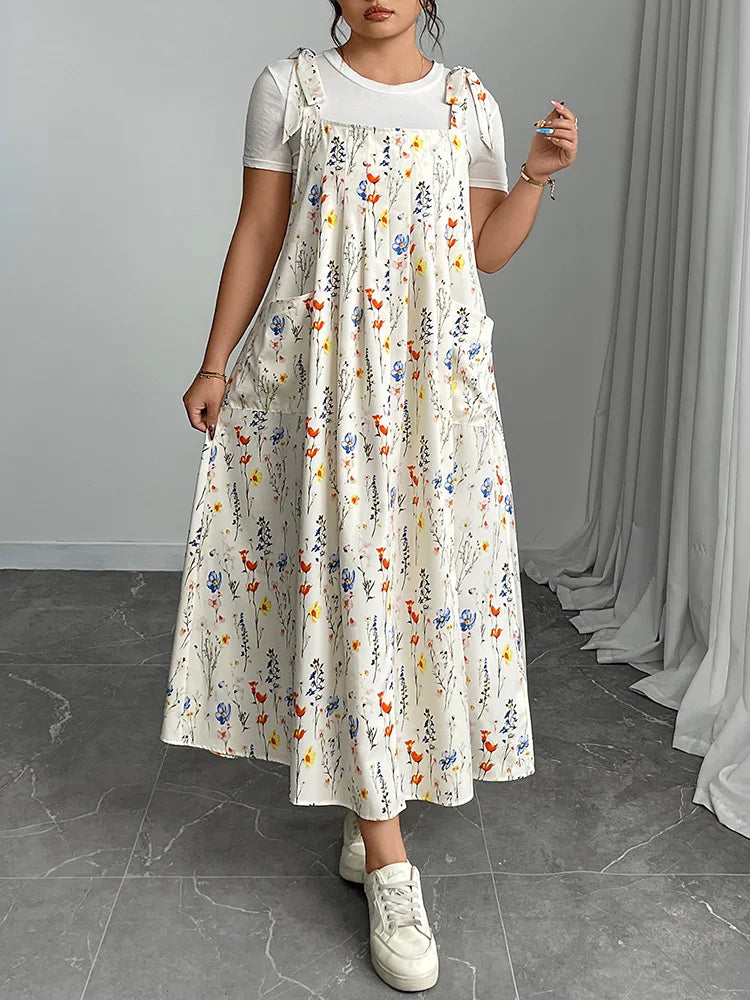 Plus Size Solid Overalls Maxi Dress For Women