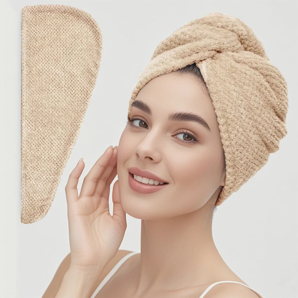 Solid color Absorbent Hair Towel Wrap