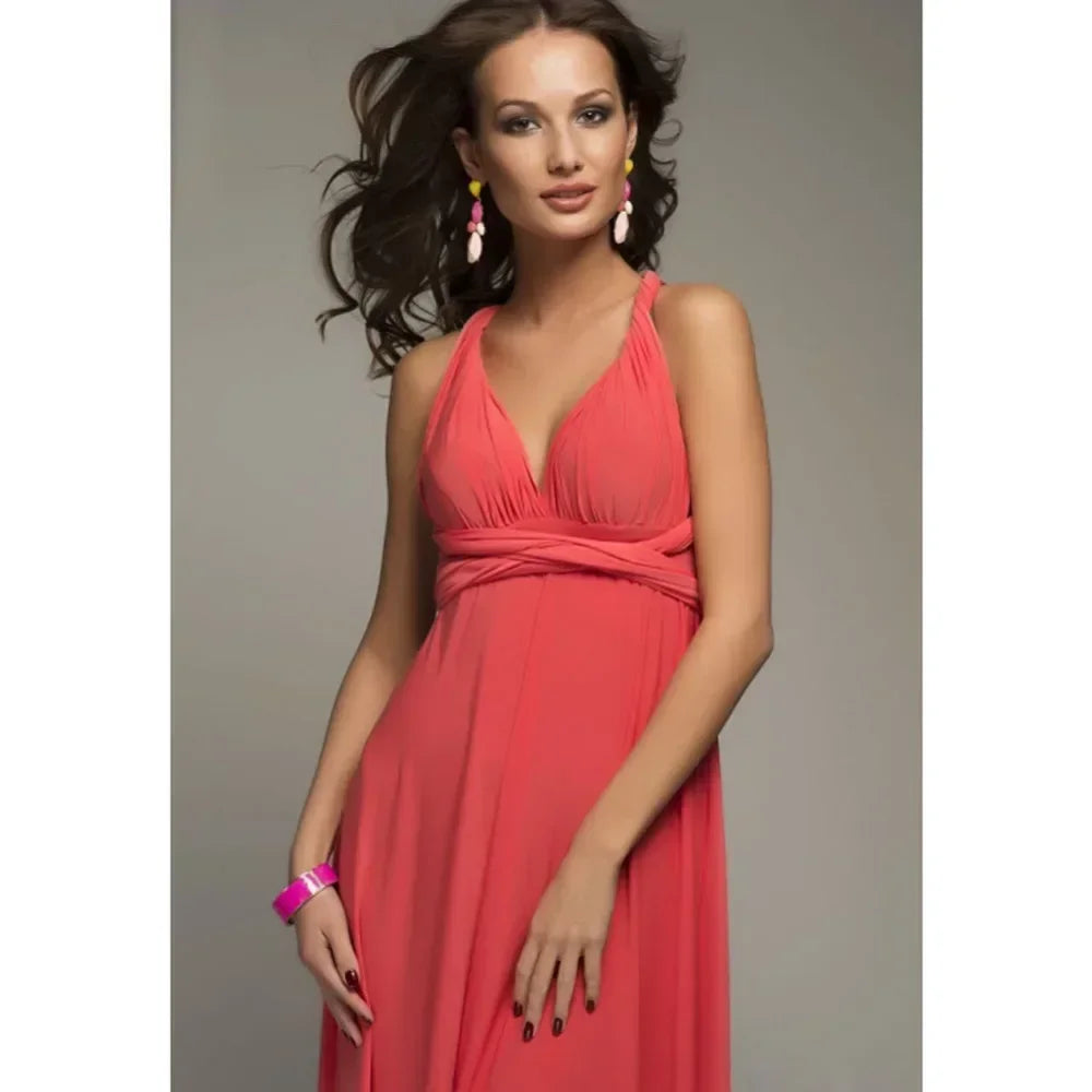Women's V-neck Strappled Long Dress