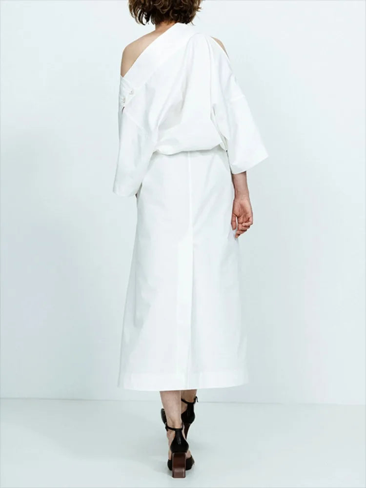 Casual Mid-Length Off-Shoulder White Dress