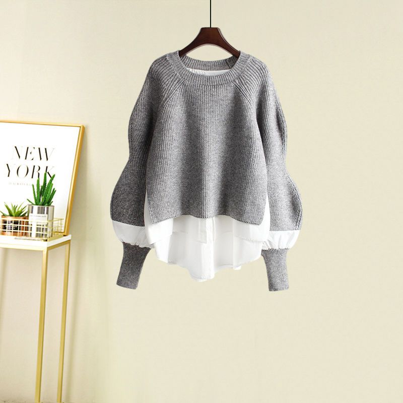 Spring Two Piece Knit Sweater+Strap A-line Skirt Suit Set