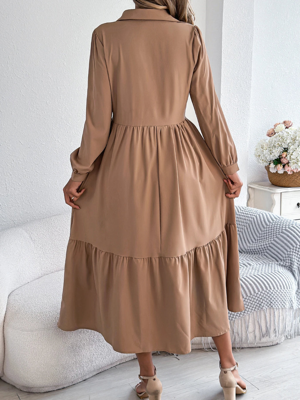 Women's Casual Button Down Long Sleeved Dress