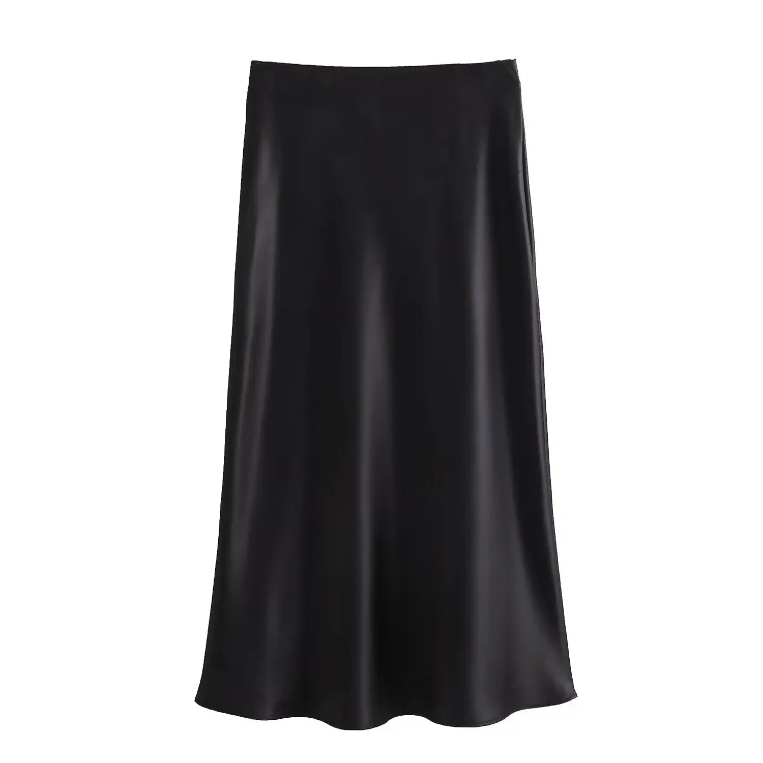 Black Satin High-Waisted Skirt