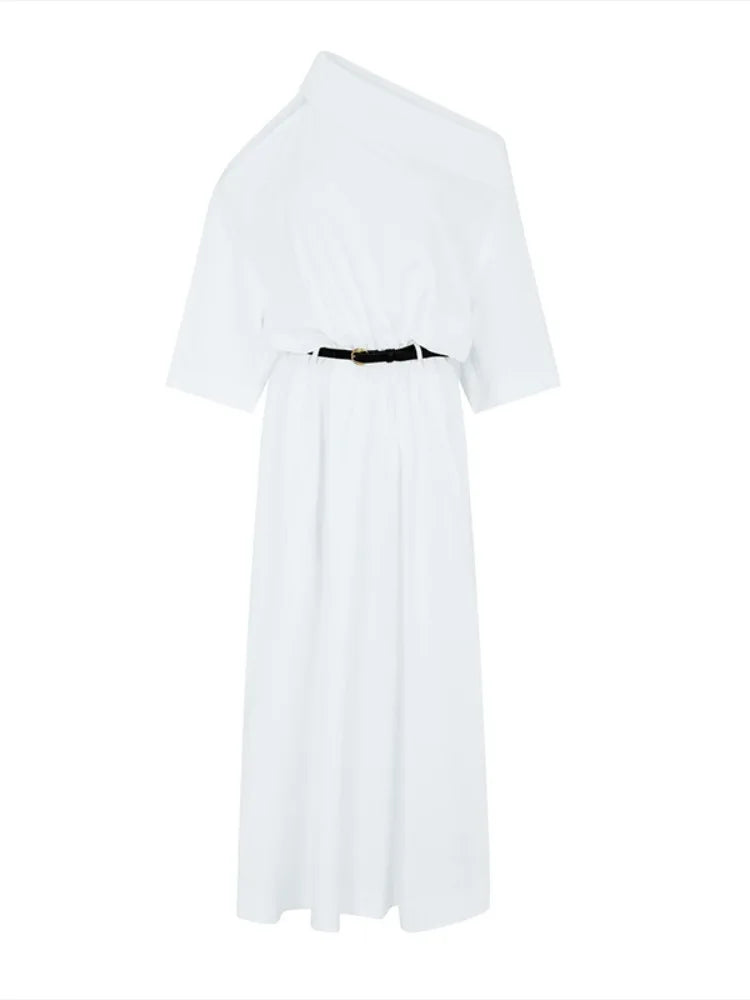 Casual Mid-Length Off-Shoulder White Dress