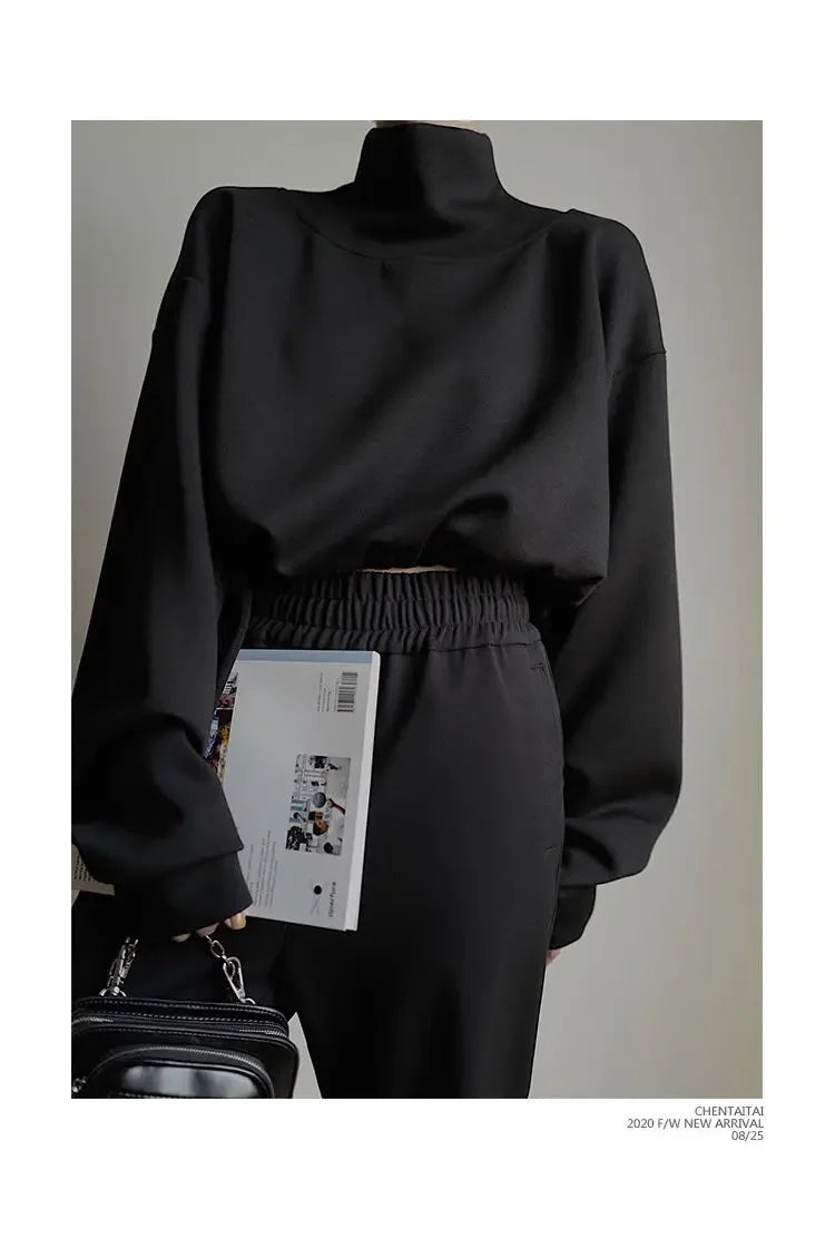 High Collar Long Loose Sleeve Top