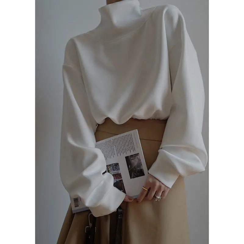 High Collar Long Loose Sleeve Top