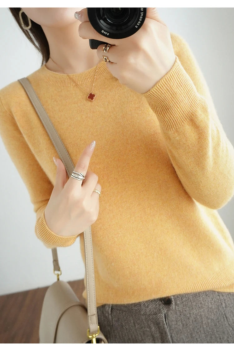 Cashmere Crew Neck Pullover Knit Sweater