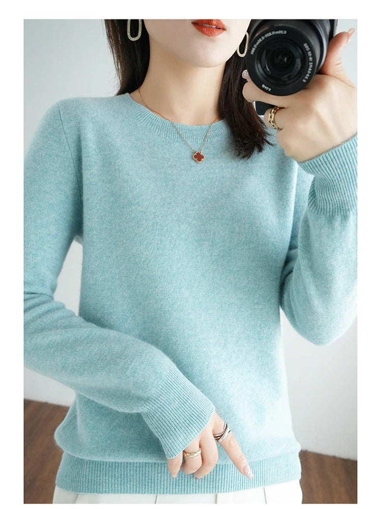 Cashmere Crew Neck Pullover Knit Sweater