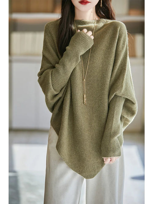 100% Merino Wool Triangle, Boat Neck Pullover Sweater