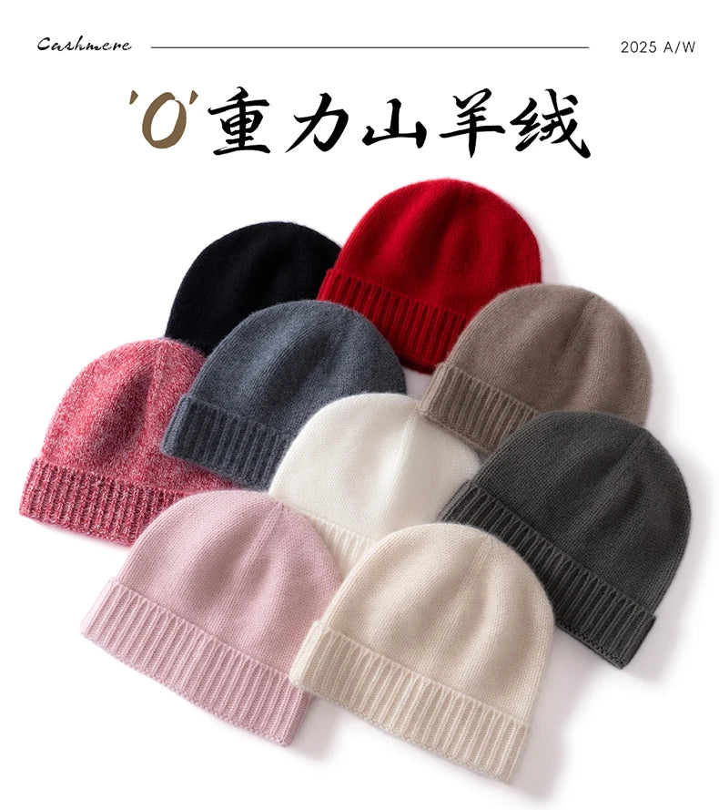 100% Cashmere Knitted Hat with Ear Protection