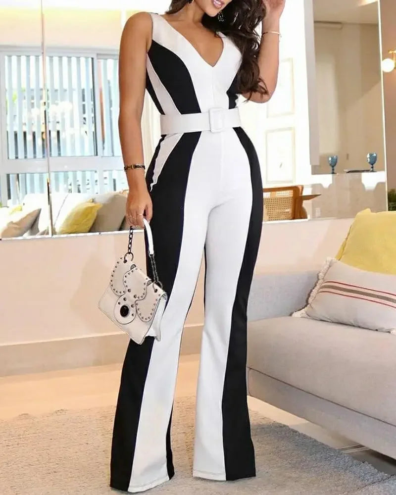 V-neck Jumpsuit - Belt not Included