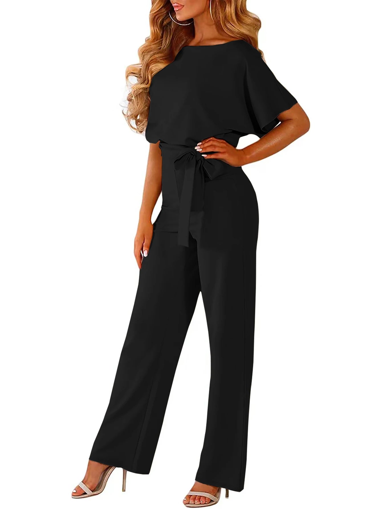 Women's Belted Wide-Leg Jumpsuit
