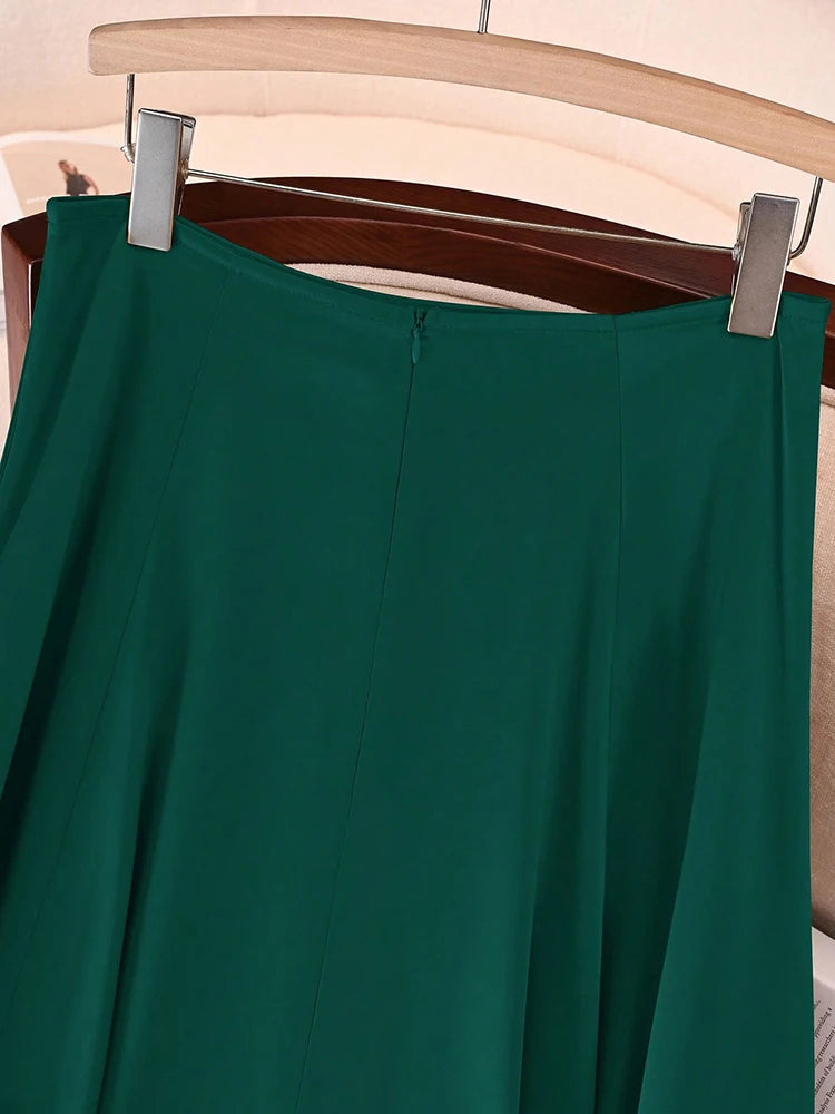 Elegant Satin A-line Long Maxi Skirt