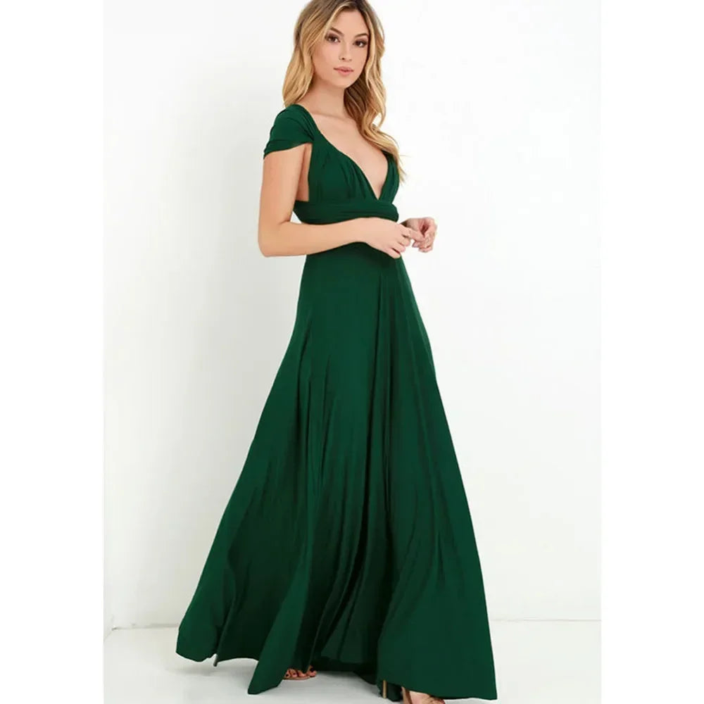 Women's V-neck Strappled Long Dress
